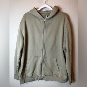 SKIMS Relaxed Fit Terry Zip Up Hoodie in Olive Color Size M